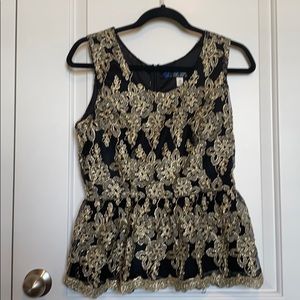 Black and Gold Peplum Top